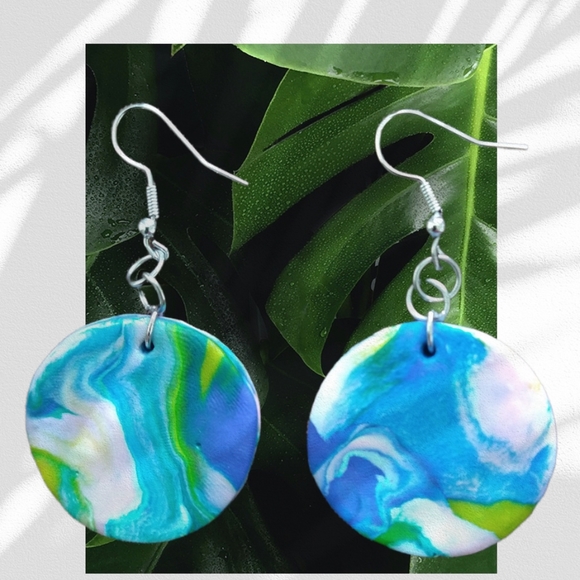 Tranquil Tides Polymer Clay Earrings - Picture 2 of 3